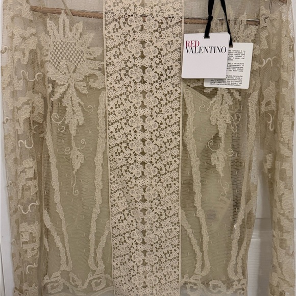 RED Valentino Tops - RED Valentino Cream Lace Embroidered Blouse